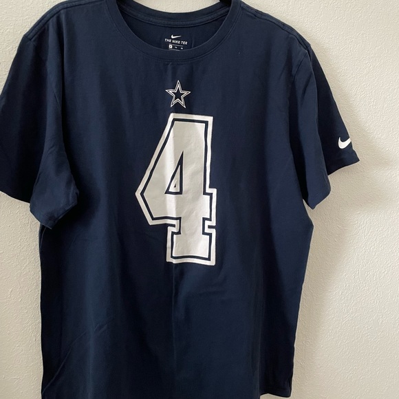 DALLAS COWBOYS PRESCOTT NIKE NAVY TEAM PLAYER NAME & NUMBER T-SHIRT - Picture 2 of 4